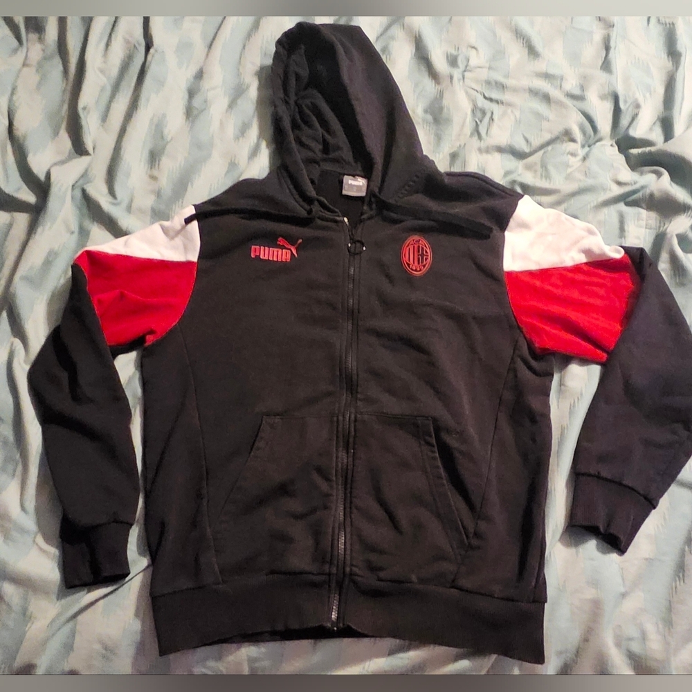 AC Milan Black Puma Zip-up Hoodie Men's Size‎ Medium